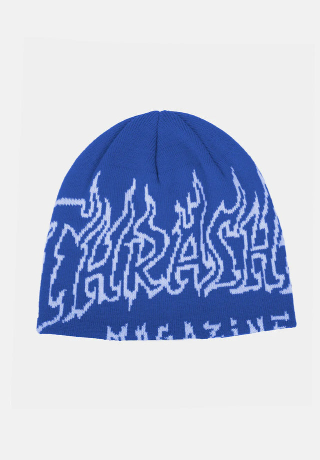 Fire Outlined Skully blue Vorderansicht