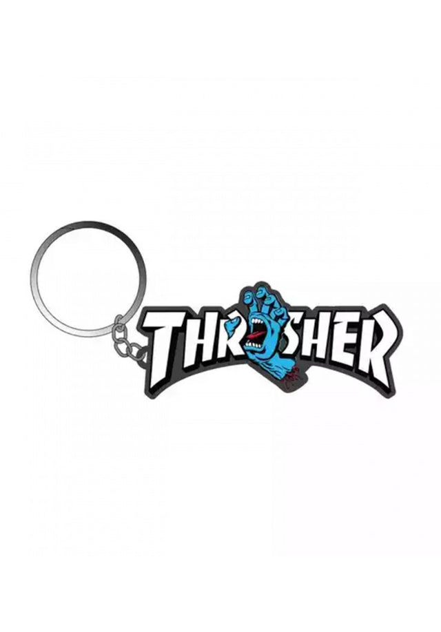 Thrasher Screaming Logo Keychain white-blue Vorderansicht